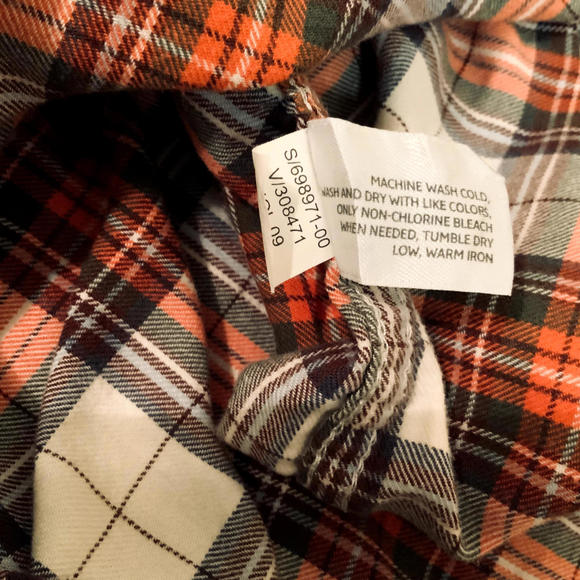 Old Navy Collar Snap Button Western Pocket Long Sleeve Plaid Mens 2X Orange - Picture 8 of 8